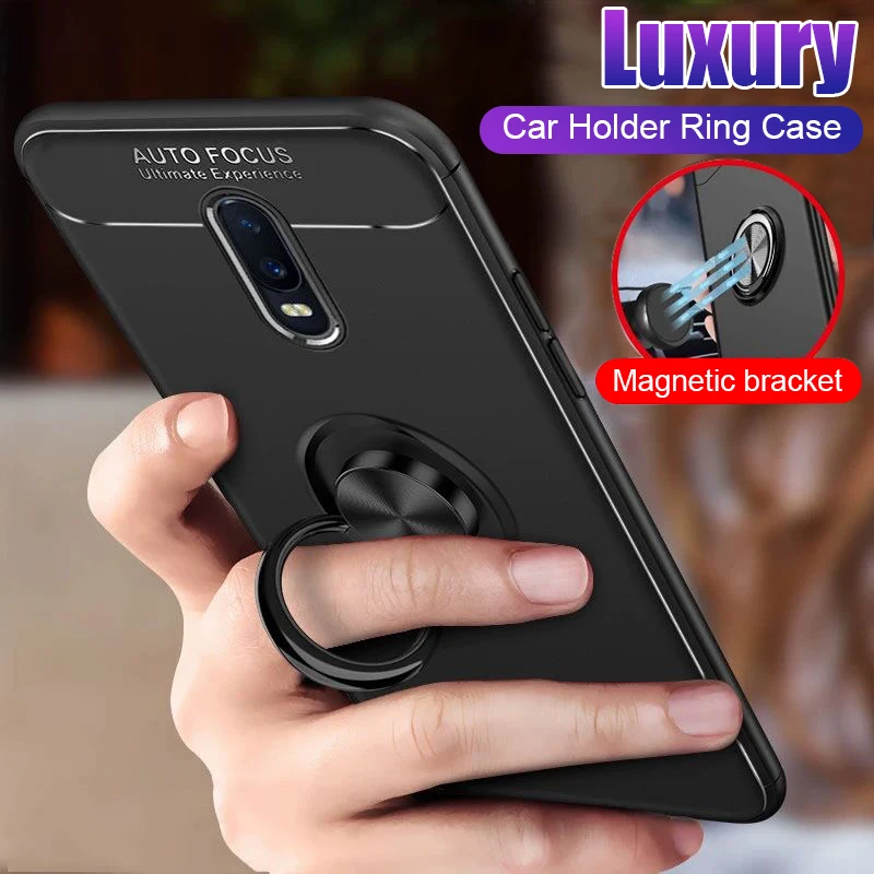

Luxury Soft Car Holder Ring Case On The For Oneplus 6 6T 7 Pro Shockproof Phone Case For 1+6T 7 Pro Silicone Bumper Case Cover