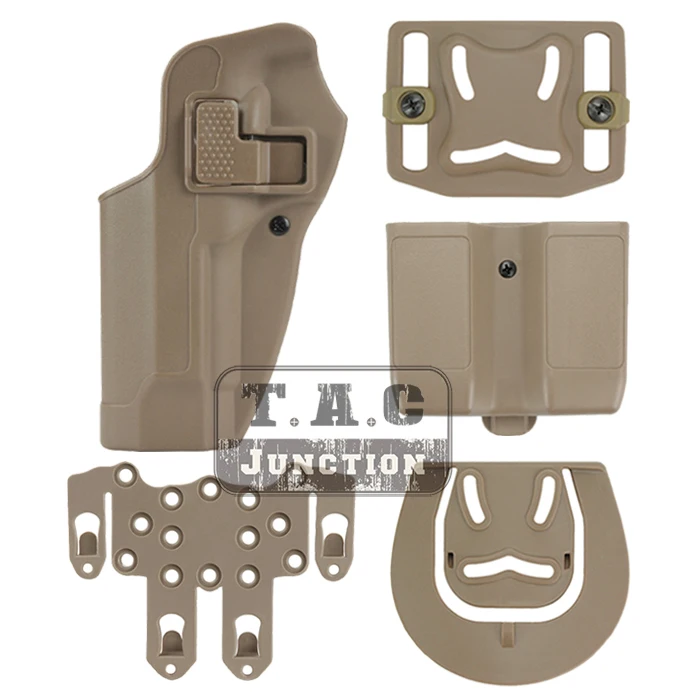 

Tactical CQC Serpa Quick Left Hand Paddle Belt Loop Pistol Holster w/ MOLLE Platform & Magazine Pouch for Beretta 92 96 M9 M92