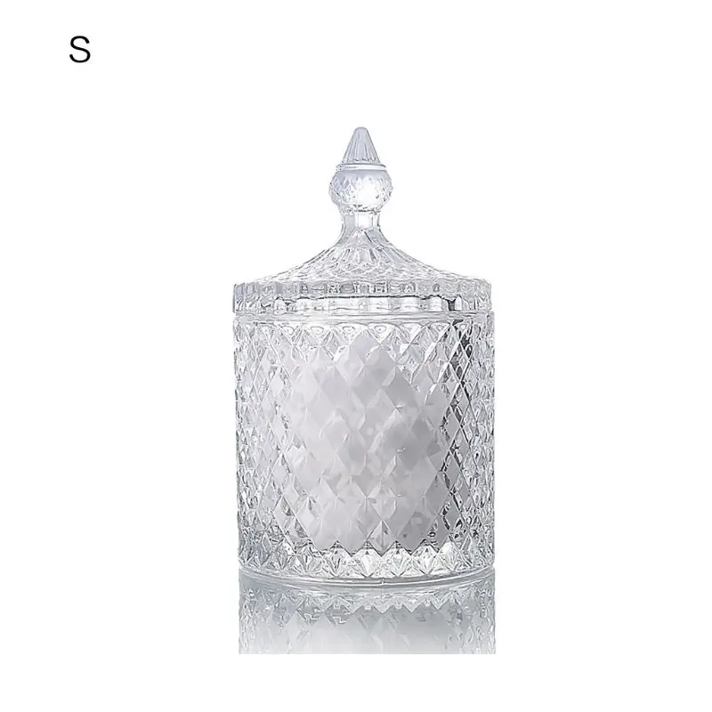 SFVEFVD 1 шт. стеклянные прозрачные банки для конфет стильная Ювелирная коробка-контейнер декоративный контейнер с крышкой S/L бутылки для хранения для дома и офиса - Цвет: S