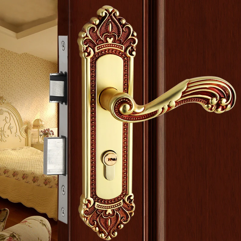 1 компл. Высокое качество цинковый сплав + медная дверь замок Европейский стиль дверная ручка для спальни замок дверной безопасный замок