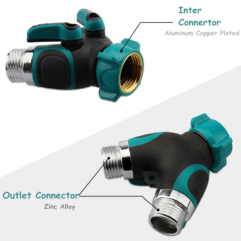 Садовый шланг разветвитель, 2 Way Y шланг разъем с удобной прорезиненной рукояткой, сверхмощный садовый шланг контроллер орошения