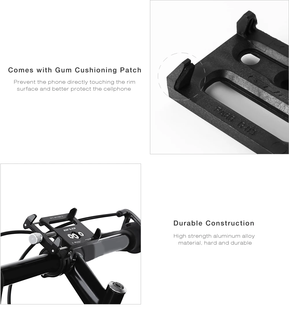 GUB G - 85 Aluminum Alloy Bicycle Handlebar Bike Phone Mount Cycling Holder Stand for Smart Mobile Cellphone