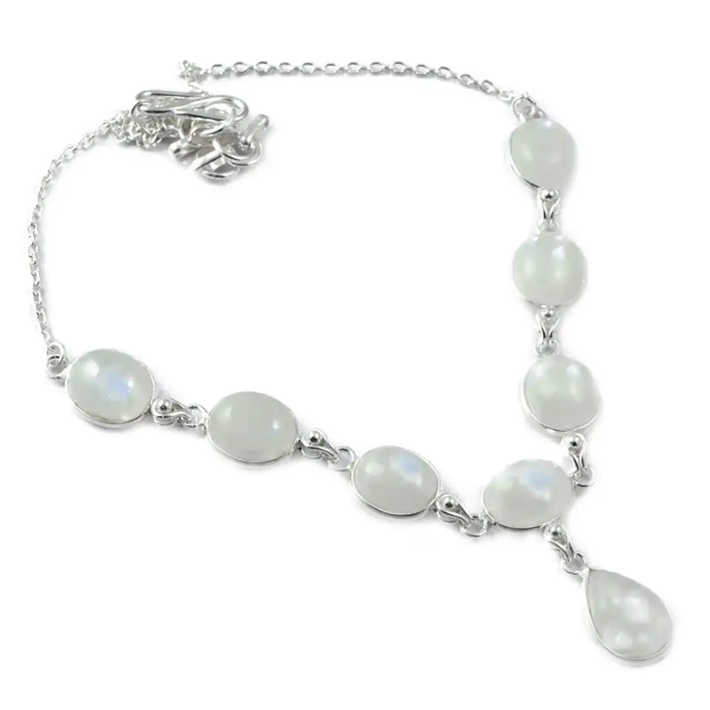 

Nature Rainbow Moonstone Necklace 925 Sterling Silver, 42 cm, 2SN0060