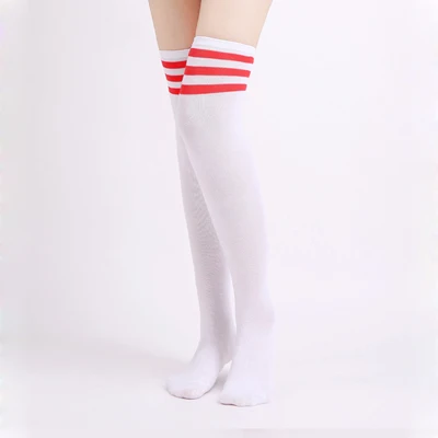 3 пары модных дизайнерских чулок женские сексуальные теплые гольфы для девочек облегающие высокие полосатые Утягивающие колготки Длинные Носки - Цвет: red stripe