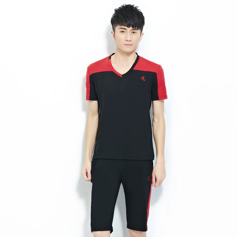 2017 mens tracksuit set summer v neck couple tracksuits men new brand short sleeved men