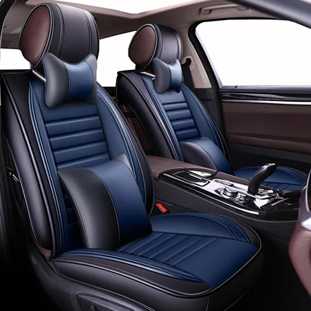 Роскошный универсальный кожаный чехол для сиденья автомобиля для hyundai solaris ix35 30 25 Elantra MISTRA Grand Santafe accent Veloster coupe - Название цвета: Blue Luxury