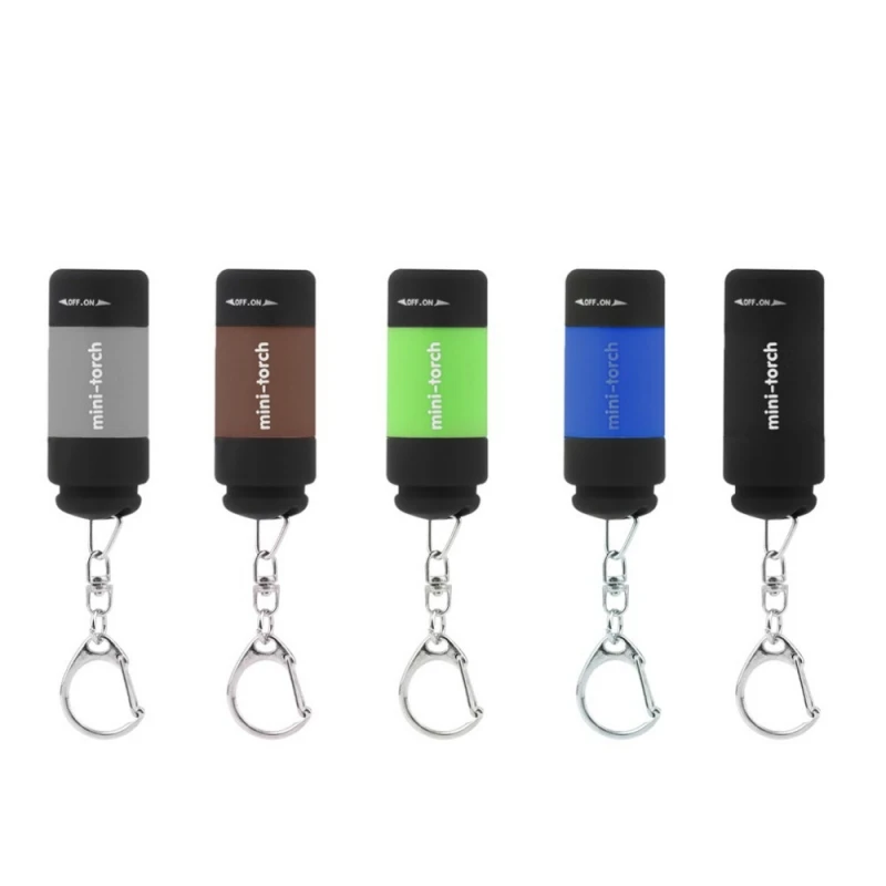 

Mini 25 LM USB Rechargeable LED Torch Flashlight Pocket Keychain Gray