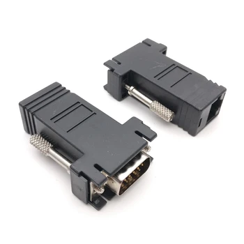 

10pcs VGA revolution RJ45 plug VGA switching luo conversion plug the monitor DB15 orbital network adapter