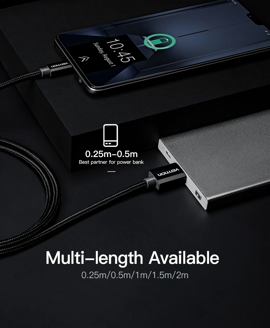 Vention Micro USB кабель 2A Быстрая зарядка для samsung Xiaomi USB кабель для передачи данных мобильный телефон зарядный кабель для Android huawei планшет