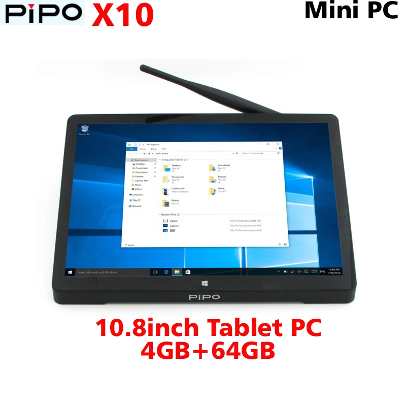  PIPO X10 Mini pc 10.8 "  IPS Tablet PC  -  BLACK Windows 10 Intel Z8300 4GB+64GB WiFi Bluetooth 4.0 Built-in Cooling Fan TV Box  