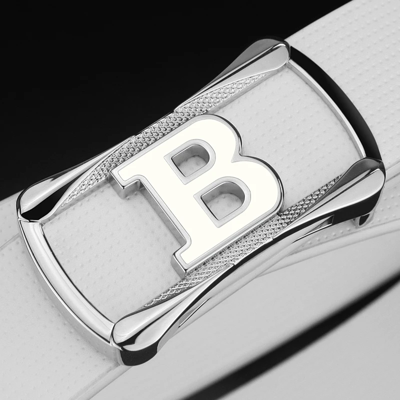 

High Quality Designer belts men genuine leather fashion white B letter belt men luxury brand Cowskin casual white Waist Strap