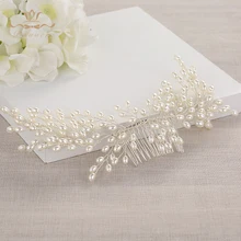 Полностью ручной работы невесты пресноводный жемчуг гребни для волос серебряные повязки для волос Свадебные аксессуары для волос