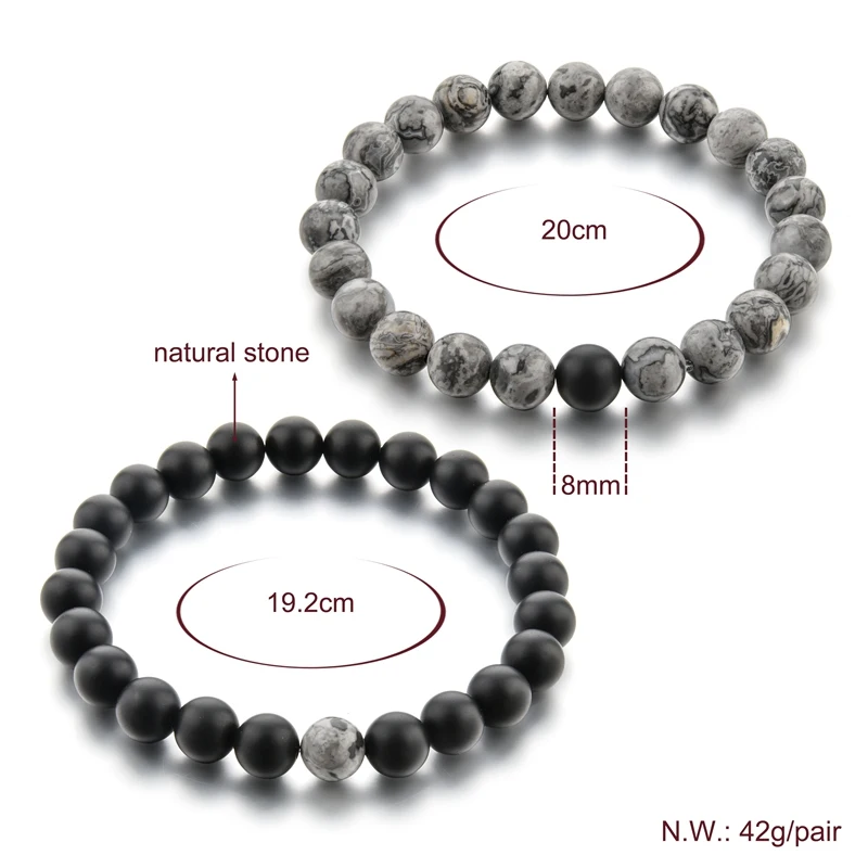 CHICVIE серый и черный расстояние шармы браслет и браслеты для мужчин и женщин любителей Классические со вставками из натурального камня браслеты SBR170134