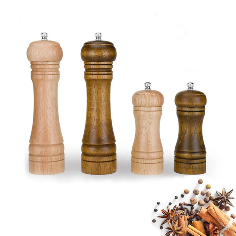 

Wood Salt And Pepper Grinder Cruet Salt Mills Condiment Adjustable Manual Spice Pepper Mill Kitchen Cooking Grinding