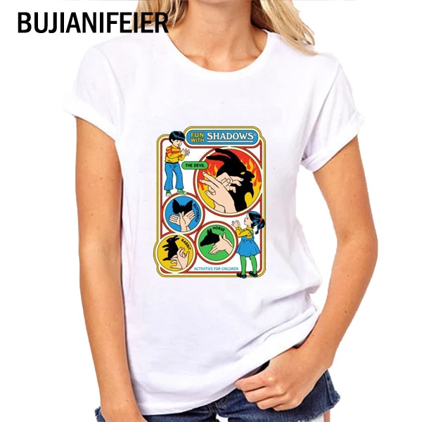 

BUJIANIFEIER Funny Vintage Women Tshirt Cotton Short Sleeve Let's Summon Demons Graphic Tops Harajuku Summer T shirt Women BJN80