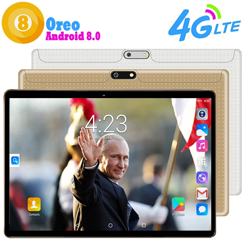 Новый Google/Play Store/Youtube 4G LTE 10 дюймов Android 8 0 планшетный ПК 4 Гб + 64 ГБ IPS WiFi A-GPS ядер