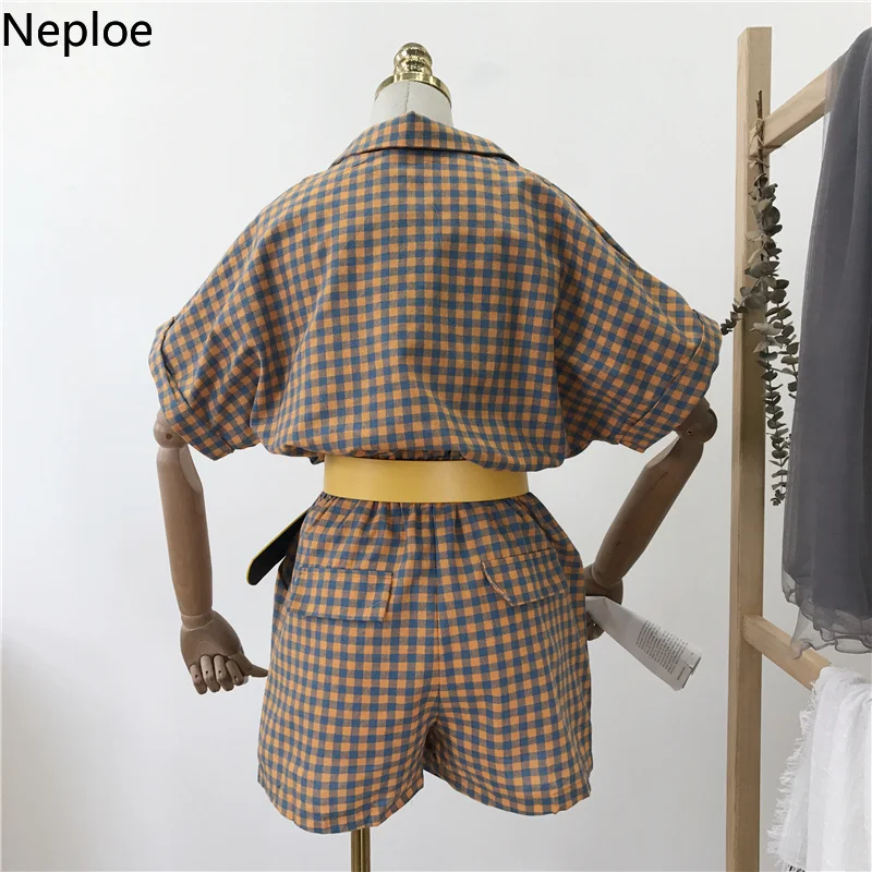 Neploe Лето 2019 г. комбинезон в клетку ползунки для женщин высокая приталенный легкий