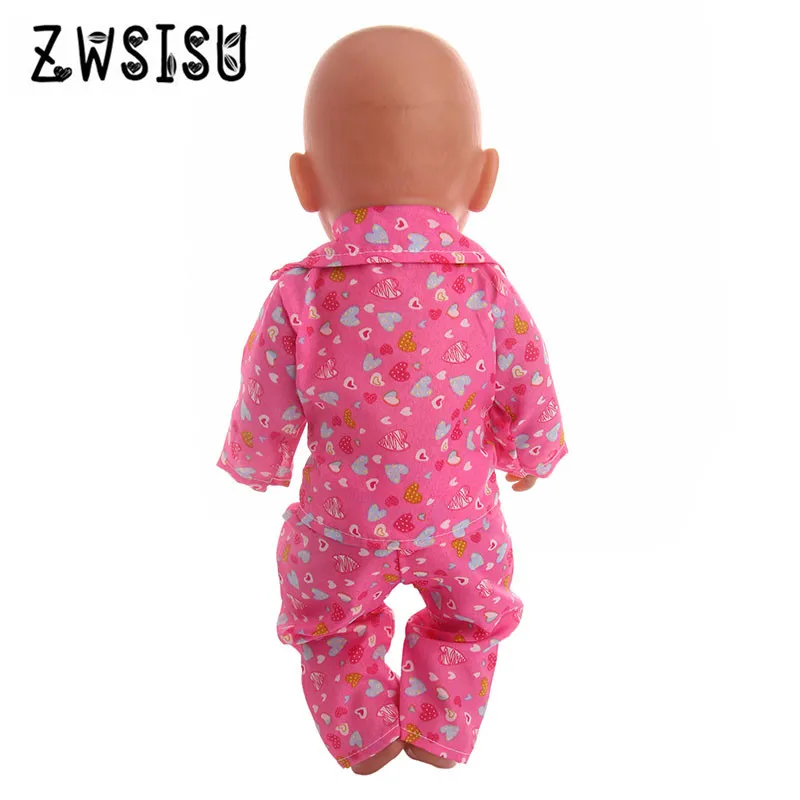 The 2018 new pink pajamas for 18 inches American doll and 43 cm  baby doll are the best gift for children's birthday n1246