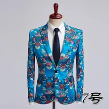 Loldeal Men's Luxury Casual Dress Floral Suit Notched Lapel Slim Fit Stylish Blazer Jacket Party Coats slim fit lapel collar seam pocket spliced blazer