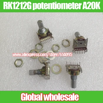

4pcs RK1212G horizontal double potentiometer A20K / Axle half iron handle length 15MMF