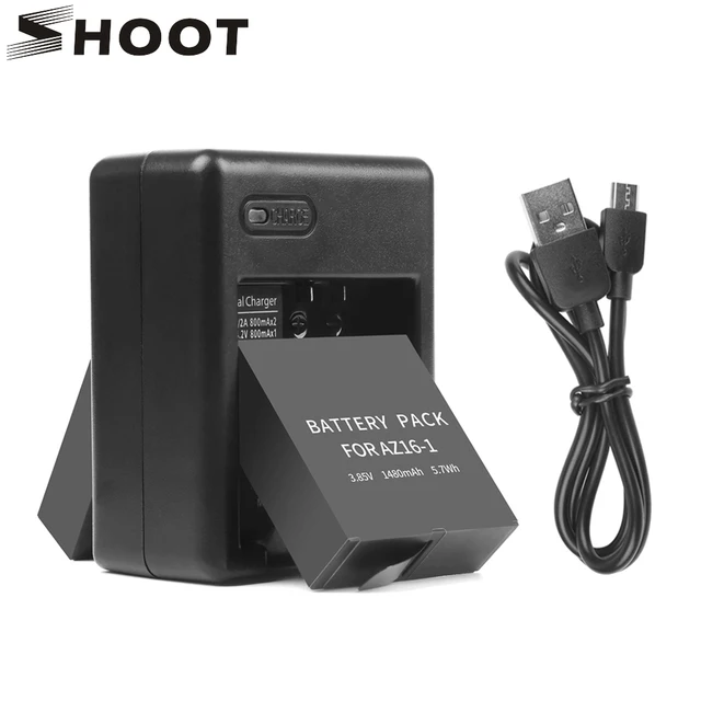 US $7.86 SHOOT 2pcs 1480mAh Battery Pack for Xiaomi yi Lite 4k 4k Action Camera With Dual Port Battery Char