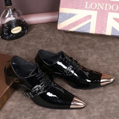 

2018 new gold pointed fashion shoes spring and autumn formal business casual Oxford shoes dinner men's leather shoes