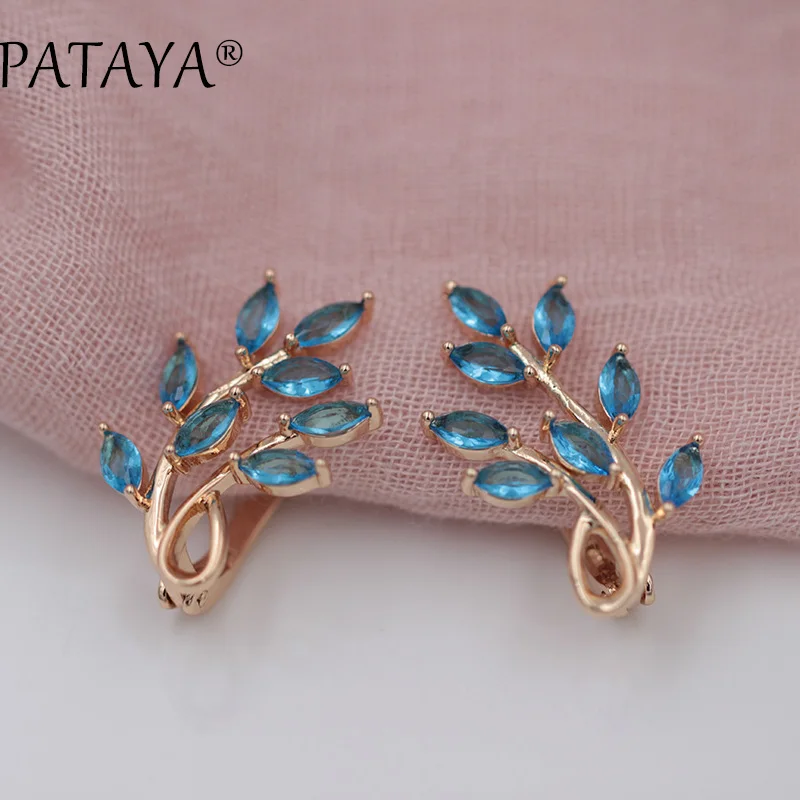 Новые темно-синие серьги PATAYA с конским глазом и натуральным цирконием, 585 розовое золото, висячие серьги для женщин, модные уникальные вечерние ювелирные изделия