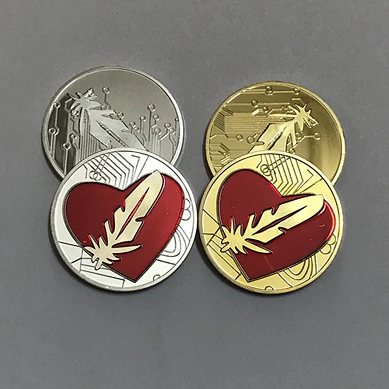 

100 Pcs The Feather Lover badge gold silver plated badge love gift 40 mm souvenir coin