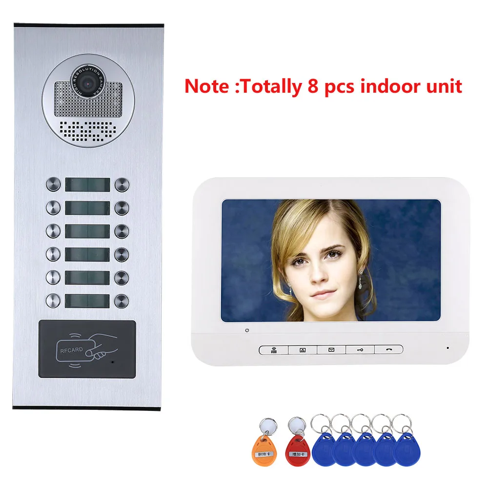 cheap 8 9 10 11 12 Apartment Family Video Door Phone Intercom System RFID IR CUT HD 1000TVL Camera with 12 button Waterproof