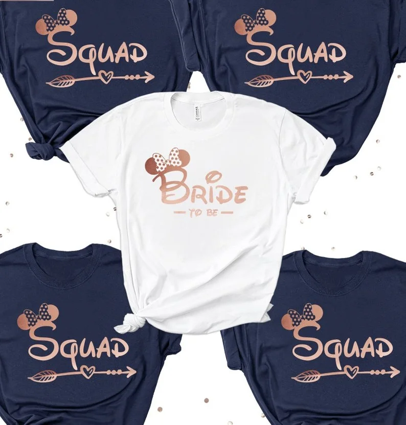 

OKOUFEN Bachelorette Party Bride Squad T-shirt Bridal Wedding Women Team Top Tee Graphic Letter Print Female Tops youth clothing