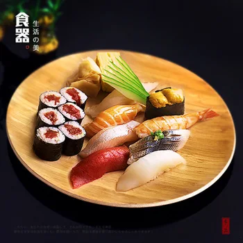 

Creative wooden 23cm tea tray tray bamboo round hotel snacks baking pastry tray can be customized logo