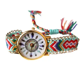 

Women's Fashion Alloy Stainless Steel Dial Round Watch Quartz Movement Analog Watch Feather Pattern Weave Strap Women's Watch #W