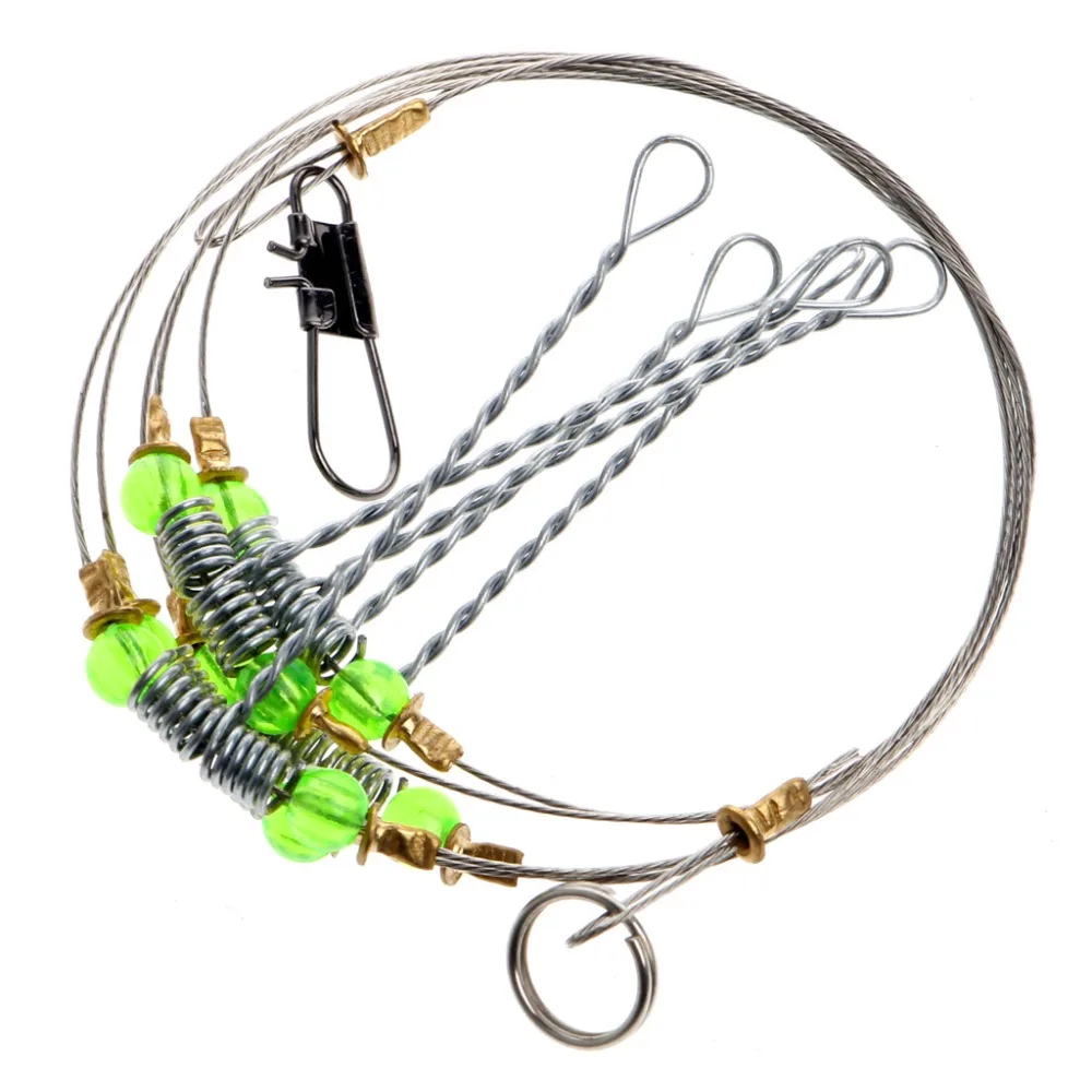 Anti-Winding 6 Swivel String Fishing Hook Steel Rigs Wire Leader Hooks High Quality Steel Fishhooks