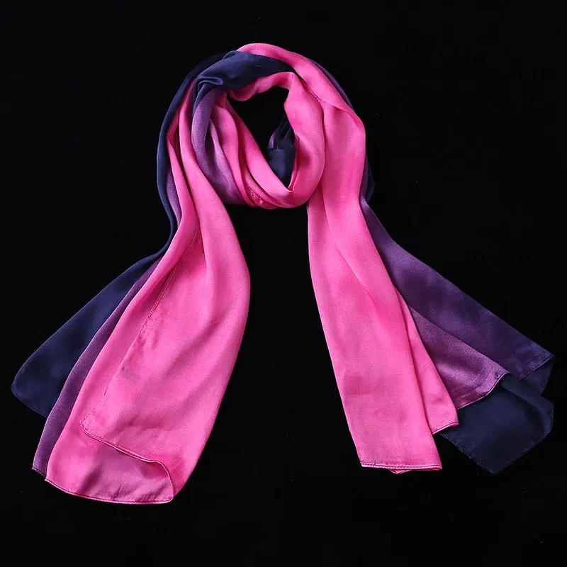 180*90 см натуральный чистый Шелковый шарф женский градиент весна лето Mujeres Bufanda шаль элегантные длинные шарфы большой размер - Цвет: 3
