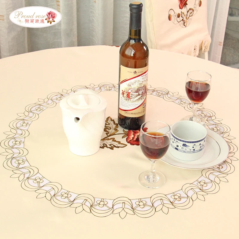  Proud Rose Exquisite Embroidery Hollow Out Round Table Cloth Rural Round Tablecloth The Modern Home