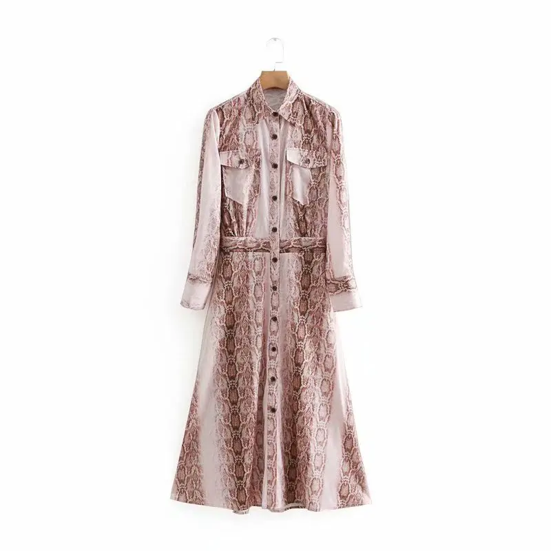 

Hot sale 357-65-9035 European and American fashion Snake Print Dress
