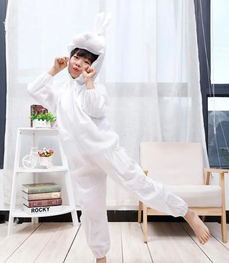 

White rabbit plays costume, kindergarten children's day stage costume holiday costume. Halloween. Dance show