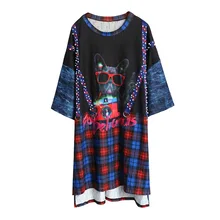 Осенний Тайский уличный Модный Цветной ремень камеры с принтом собаки клетчатая прошитая свободная футболка большого размера с коротким рукавом