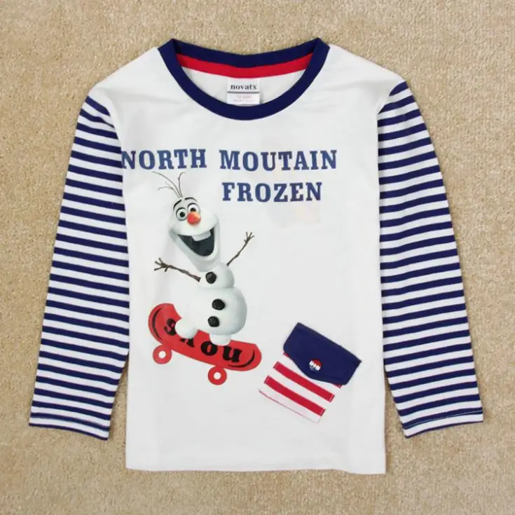 Frozen boys t shirt children boys lovely stripe full sleeves cotton t