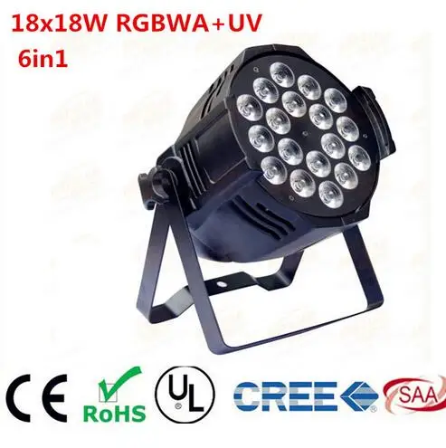 

4X ledPar RGBWA UV 6in1 18X18W LED Par Cans wash beam light Aluminum Housing 90V-240V
