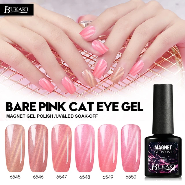 BUKAKI1pcs Pink Color Cat Eye Nail Gel Polish Nail Art UV Gel Varnish
