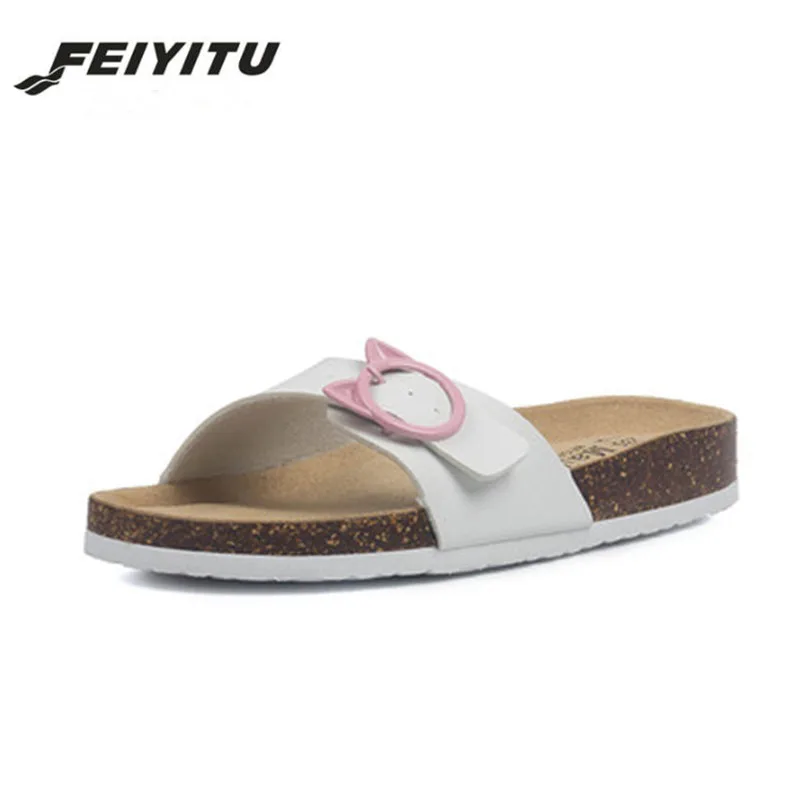 FeiYiTu/Новинка года; модные летние сандалии из пробки; женские повседневные пляжные разноцветные Вьетнамки; шлепанцы на плоской подошве; большие размеры 35-45 - Цвет: 04