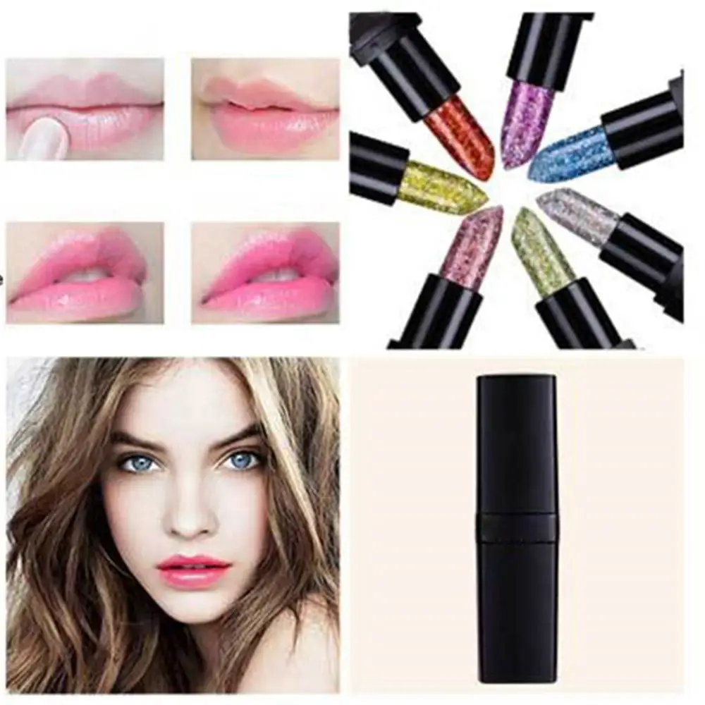 

Glitter Lipstick Temperature Change Color Lipstick Metallic Sequins Shimmer Makeup Batom Make Up Crystal Jelly Lipstick Lip Blam