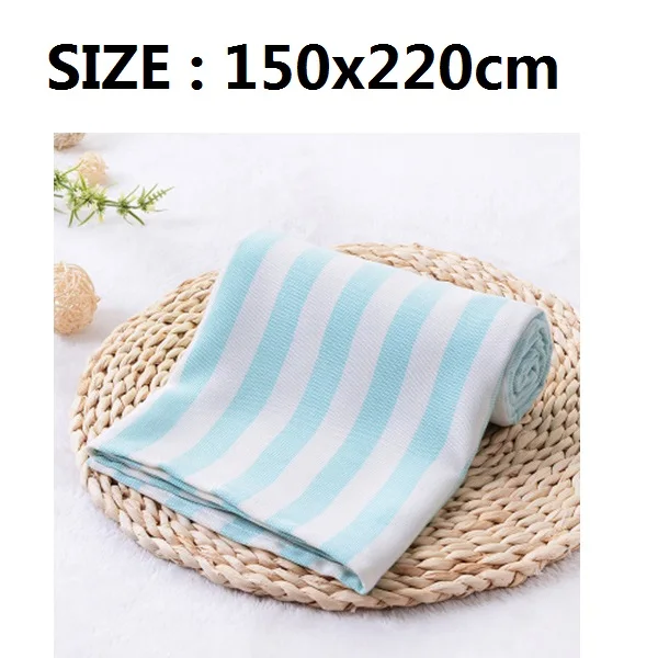 Весенне-летнее одеяло из шелка со льдом для младенцев, бамбуковое волокно, детское полотенце для сна, Новая удобная детская коляска одеяло для пеленания - Цвет: blue stipe150x220cm