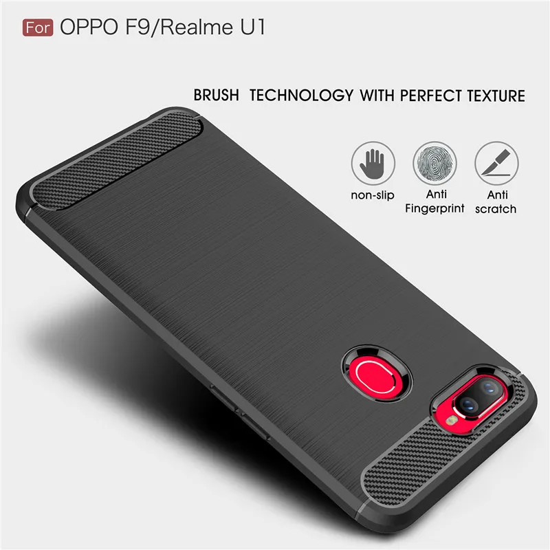 

OPPO F9 Case OPPO F9 Pro Cover Shockproof Silicone Brushed Mobile Phone Bumper Back Case OPPO A7X Realme 2 Pro Fundas Coque U1