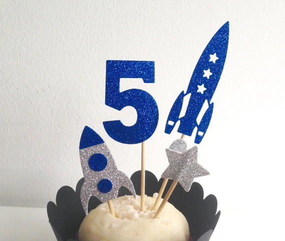 Glitter Star Cupcake Toppers Party Celebration Birthday Decorations Picks.