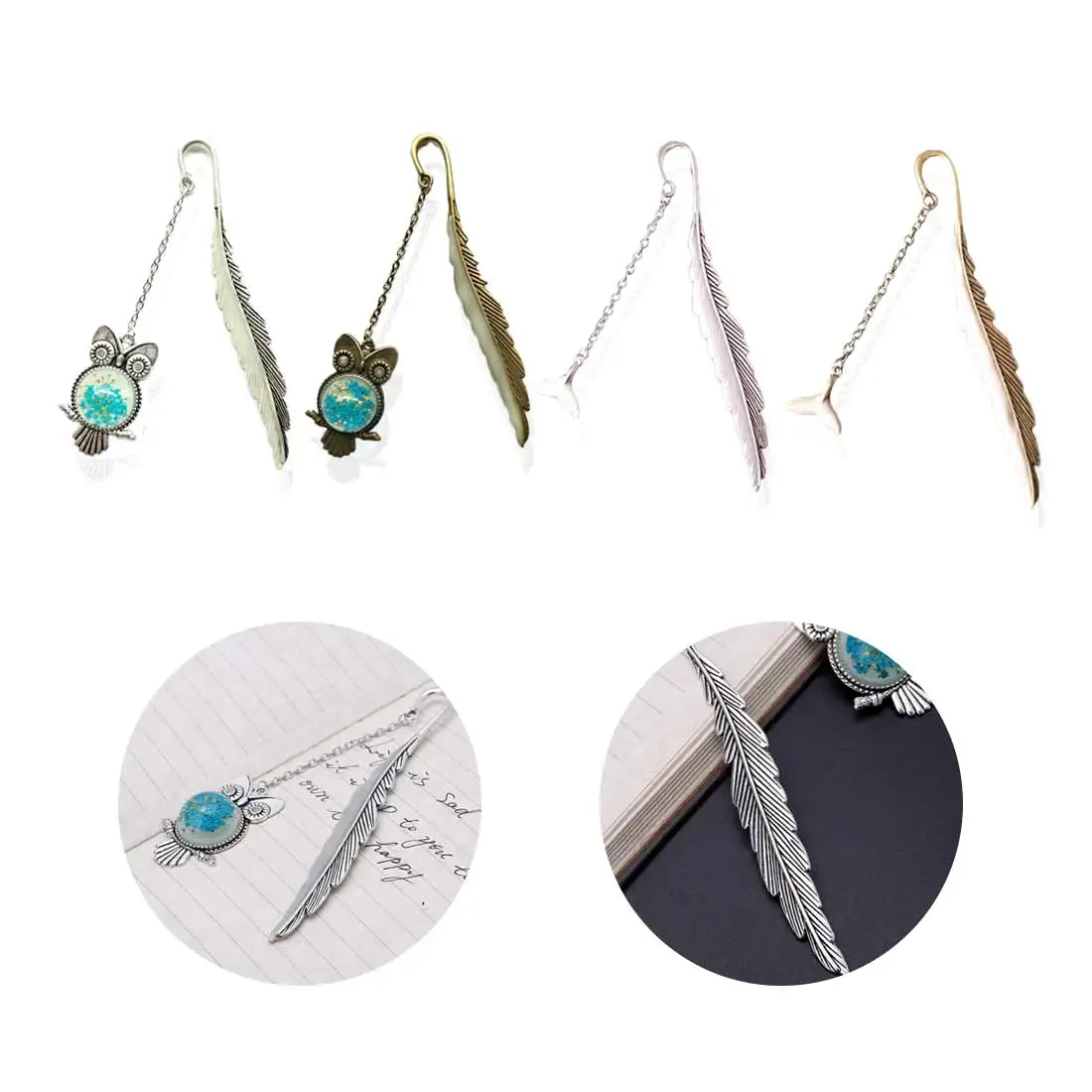 Светящиеся перья ретро светящийся КИТ хвост металлическая флуоресцентная Закладка в форме совы