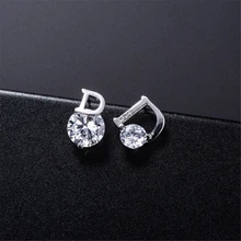 14*10 мм S925 Серебряный Роскошный бренд новые ювелирные изделия милые маленькие буквы D дизайнерские цветы brincos Бижутерия серьги-гвоздики для женщин HB311