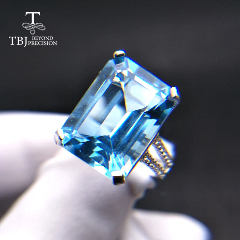 TBJ, кольцо с большим натуральным голубым топазом, 12*16 мм, 13.2ct, драгоценный камень, хорошее ювелирное изделие, серебро 925 пробы, модный хороший подарок для женщин, вечерние