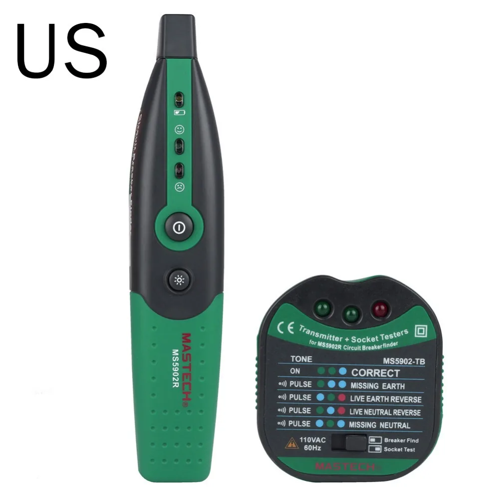

US MASTECH MS5902 Automatic Circuit Breaker Finder Fuse Socket Tester US Specification With Flashlight